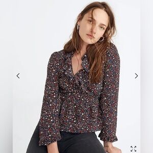 Madewell Silk Ruffle-hem Wrap Top